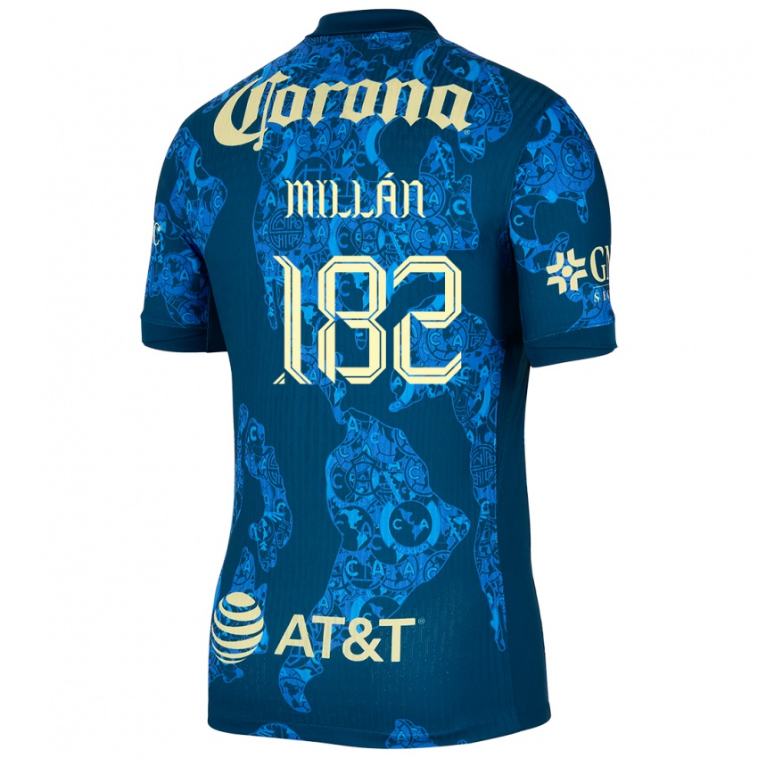 Homem Camisola Daniel Millán #182 Azul Amarelo Alternativa 2024/25 Camisa