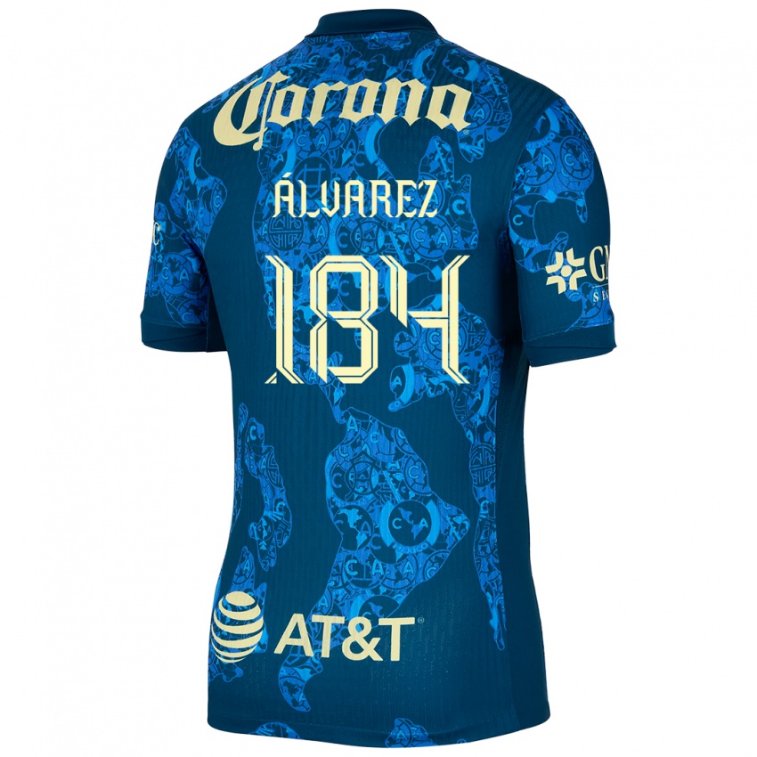 Homem Camisola Antonio Álvarez #184 Azul Amarelo Alternativa 2024/25 Camisa