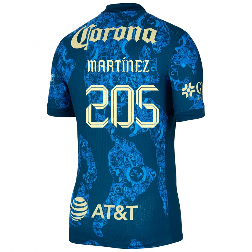 Homem Camisola Sebastián Martínez #205 Azul Amarelo Alternativa 2024/25 Camisa