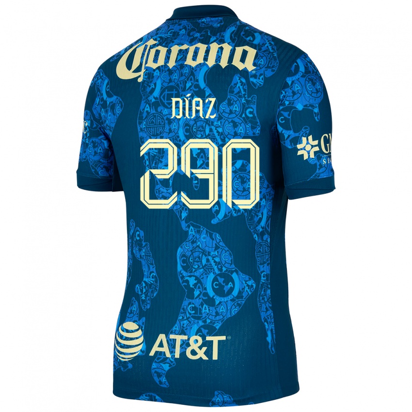 Homem Camisola Julio Díaz #290 Azul Amarelo Alternativa 2024/25 Camisa