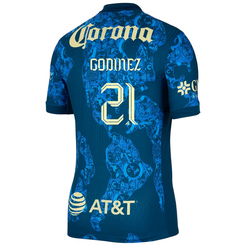 Homem Camisola Alexandra Godinez #21 Azul Amarelo Alternativa 2024/25 Camisa