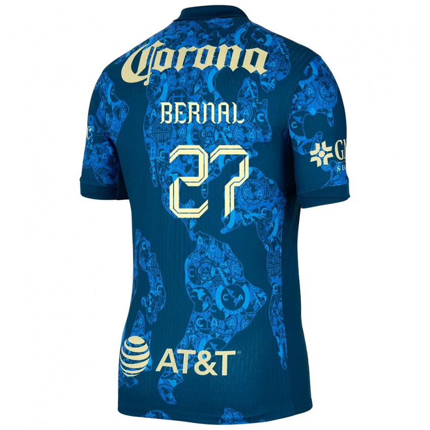 Homem Camisola Mayra Pelayo Bernal #27 Azul Amarelo Alternativa 2024/25 Camisa