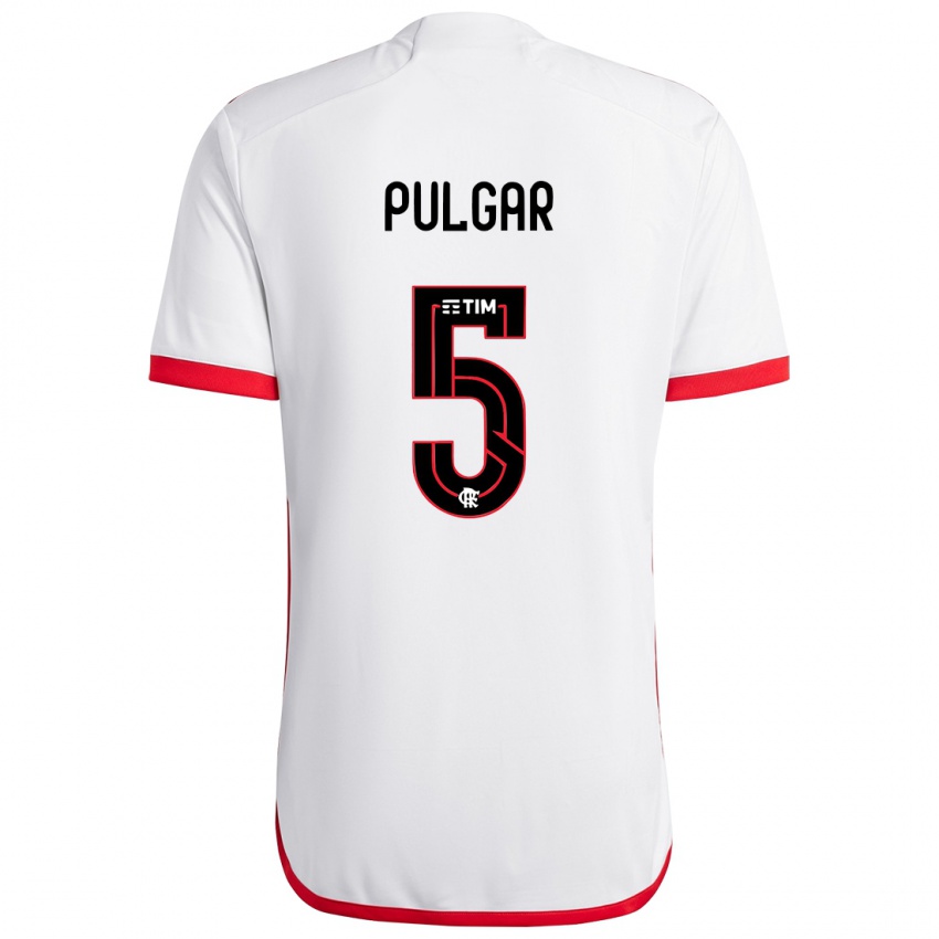 Homem Camisola Erick Pulgar #5 Branco Vermelho Alternativa 2024/25 Camisa