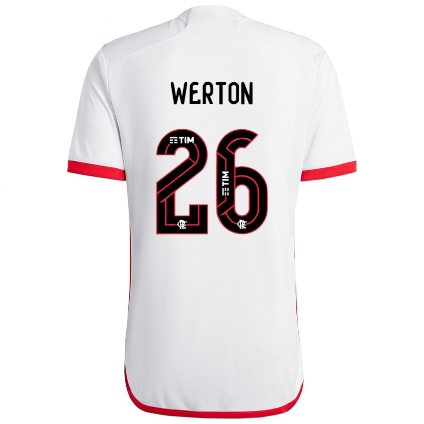 Homem Camisola Werton #26 Branco Vermelho Alternativa 2024/25 Camisa