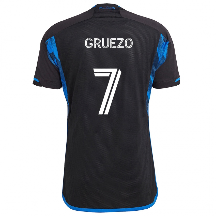 Mulher Camisola Carlos Gruezo #7 Azul Preto Principal 2024/25 Camisa