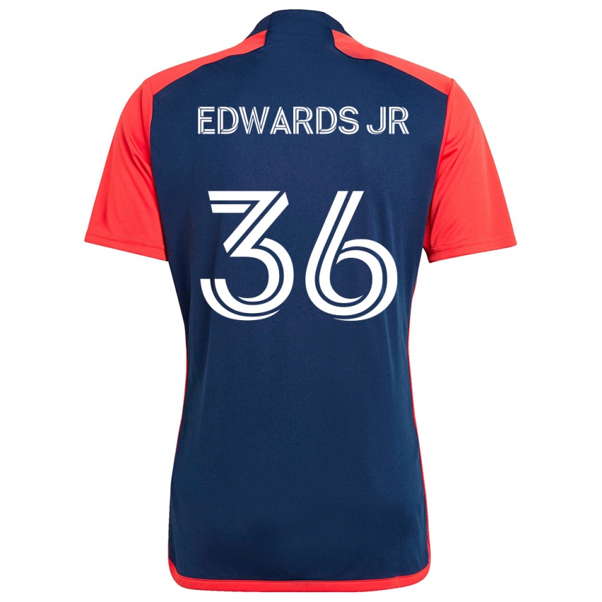 Mulher Camisola Earl Edwards Jr. #36 Azul Vermelho Principal 2024/25 Camisa