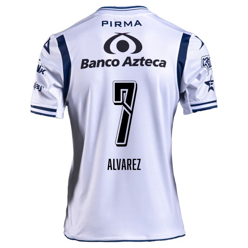 Mulher Camisola Daniel Álvarez #7 Branco Azul Marinho Principal 2024/25 Camisa