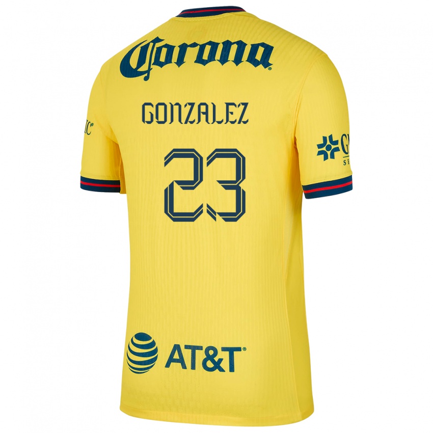 Mulher Camisola Itzel Gonzalez #23 Amarelo Azul Principal 2024/25 Camisa