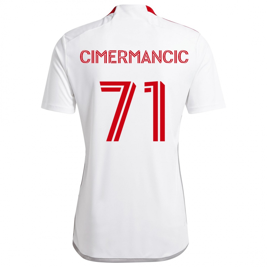 Mulher Camisola Markus Cimermancic #71 Branco Vermelho Alternativa 2024/25 Camisa