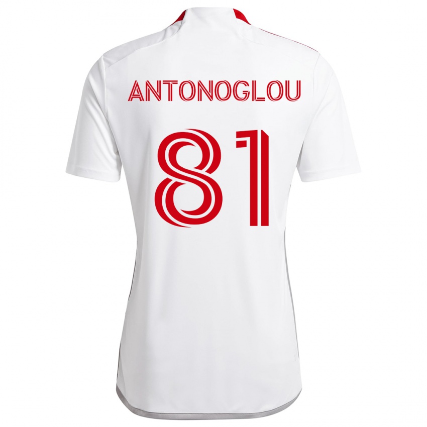 Mulher Camisola Themi Antonoglou #81 Branco Vermelho Alternativa 2024/25 Camisa