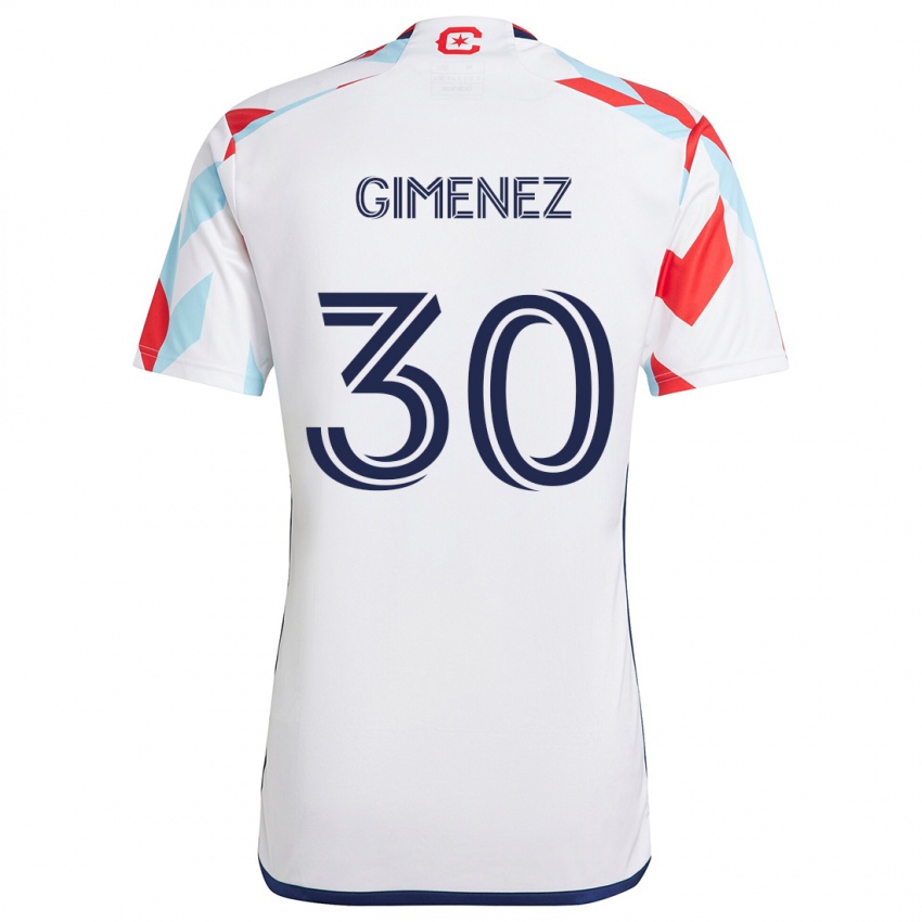 Mulher Camisola Gastón Giménez #30 Branco Vermelho Azul Alternativa 2024/25 Camisa