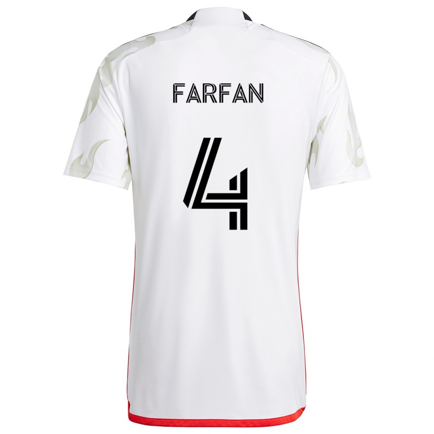 Mulher Camisola Marco Farfán #4 Branco Vermelho Preto Alternativa 2024/25 Camisa