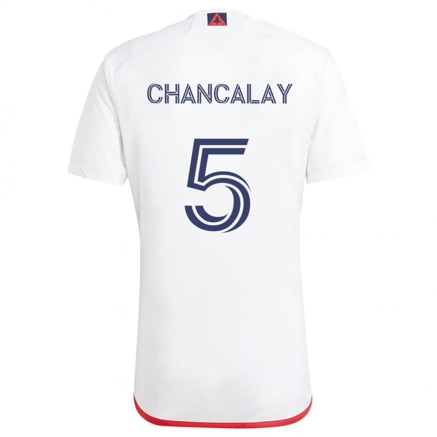 Mulher Camisola Tomas Chancalay #5 Branco Vermelho Alternativa 2024/25 Camisa