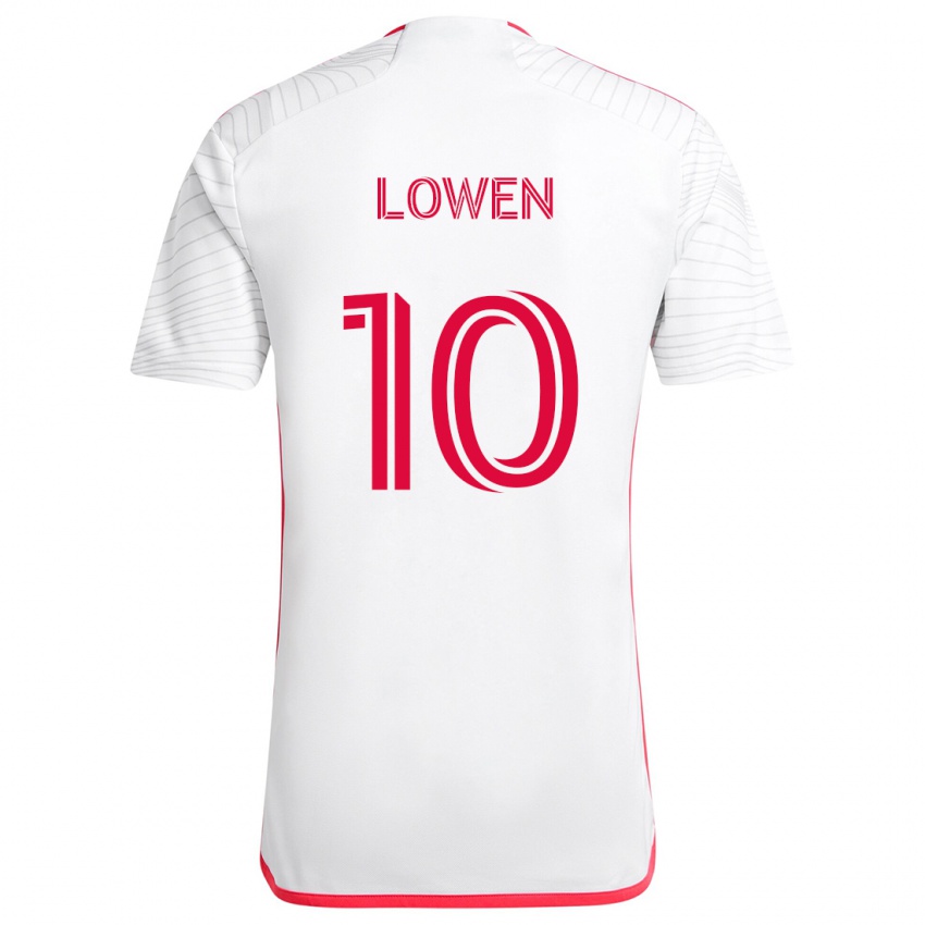 Mulher Camisola Eduard Löwen #10 Branco Vermelho Alternativa 2024/25 Camisa