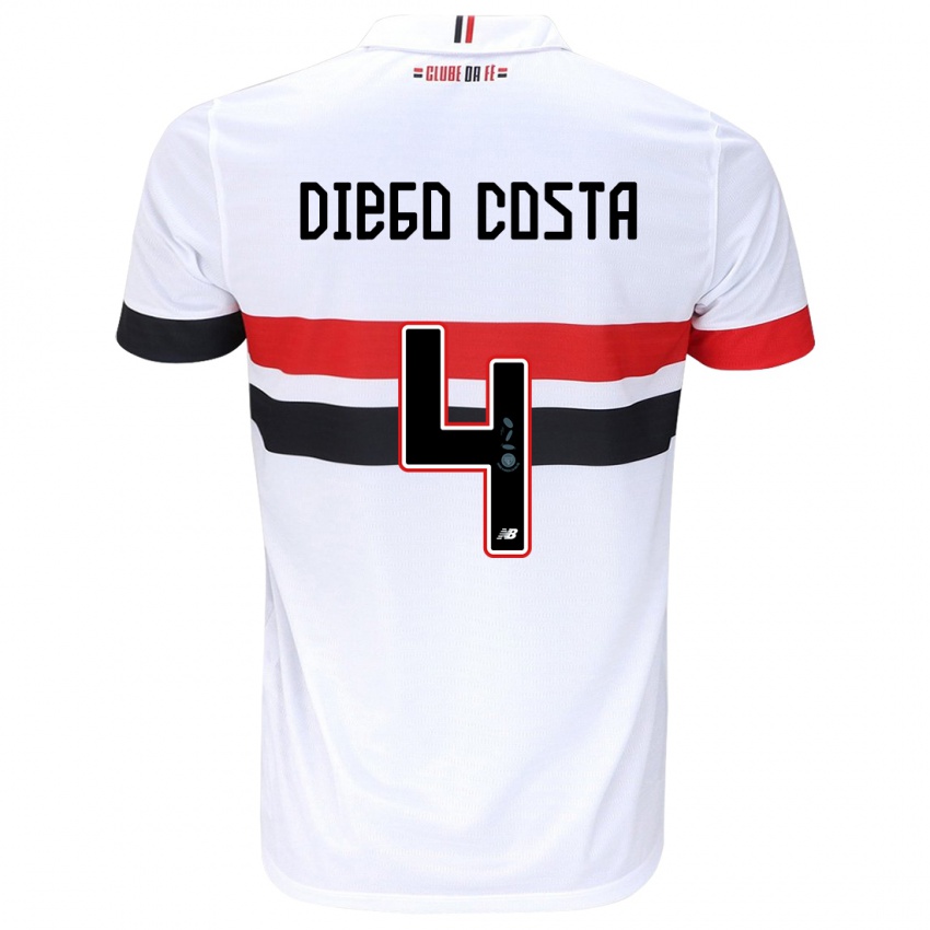 Criança Camisola Diego Costa #4 Branco Vermelho Preto Principal 2024/25 Camisa