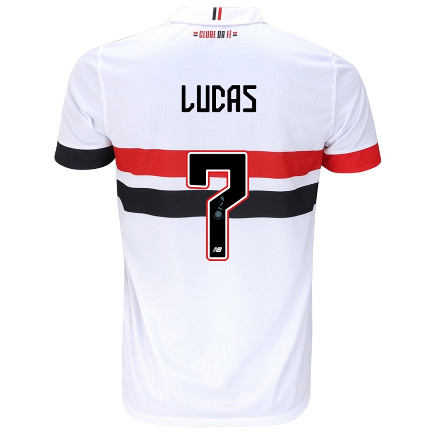 Criança Camisola Lucas Moura #7 Branco Vermelho Preto Principal 2024/25 Camisa