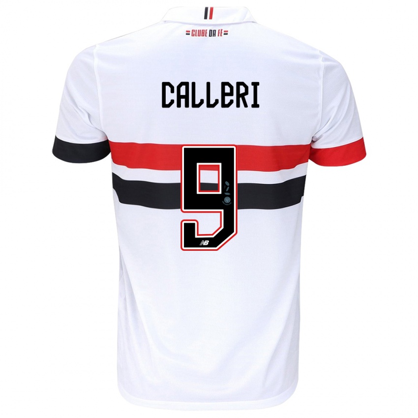 Criança Camisola Jonathan Calleri #9 Branco Vermelho Preto Principal 2024/25 Camisa