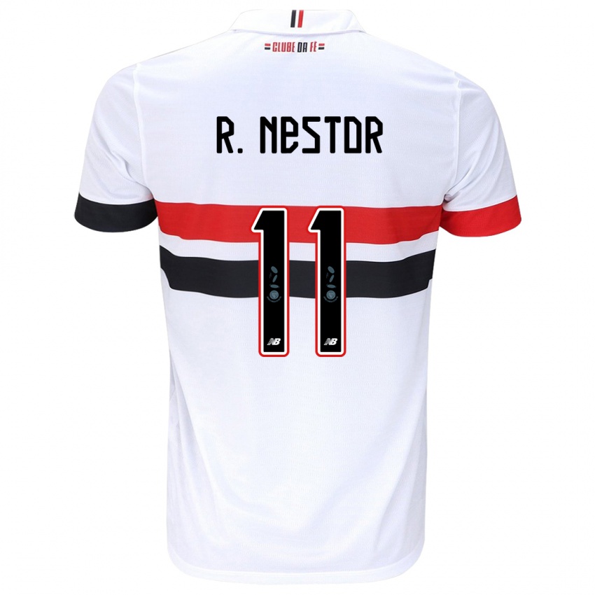 Criança Camisola Rodrigo Nestor #11 Branco Vermelho Preto Principal 2024/25 Camisa