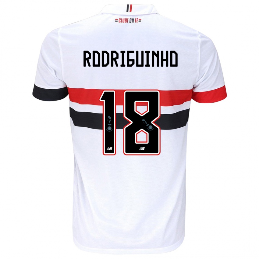 Criança Camisola Rodriguinho #18 Branco Vermelho Preto Principal 2024/25 Camisa