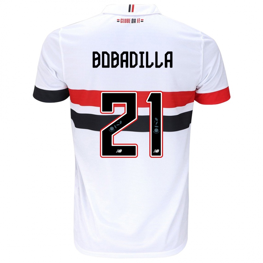 Criança Camisola Damián Bobadilla #21 Branco Vermelho Preto Principal 2024/25 Camisa