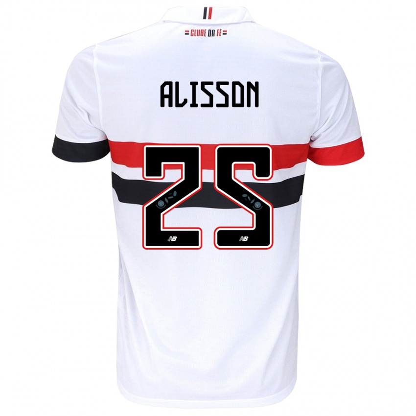 Criança Camisola Alisson #25 Branco Vermelho Preto Principal 2024/25 Camisa