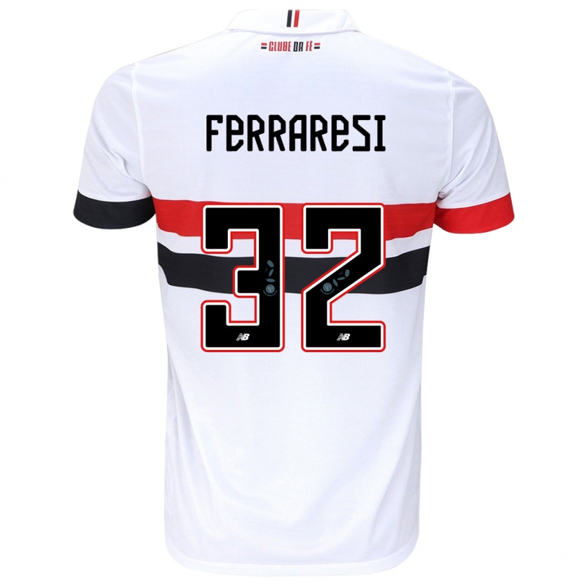 Criança Camisola Nahuel Ferraresi #32 Branco Vermelho Preto Principal 2024/25 Camisa