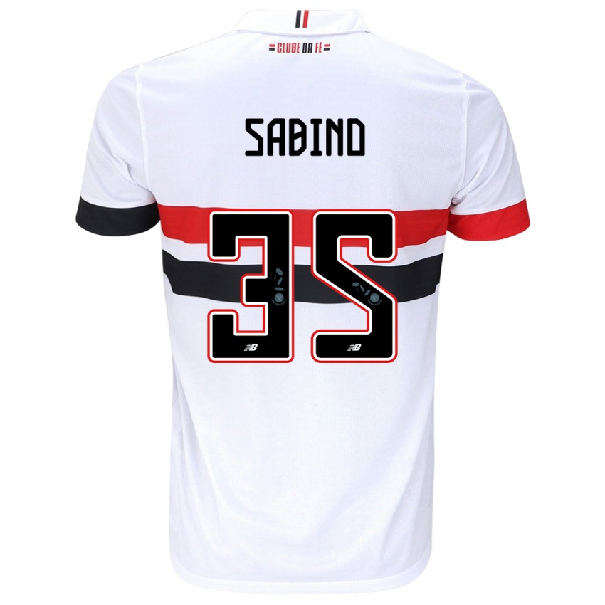 Criança Camisola Sabino #35 Branco Vermelho Preto Principal 2024/25 Camisa