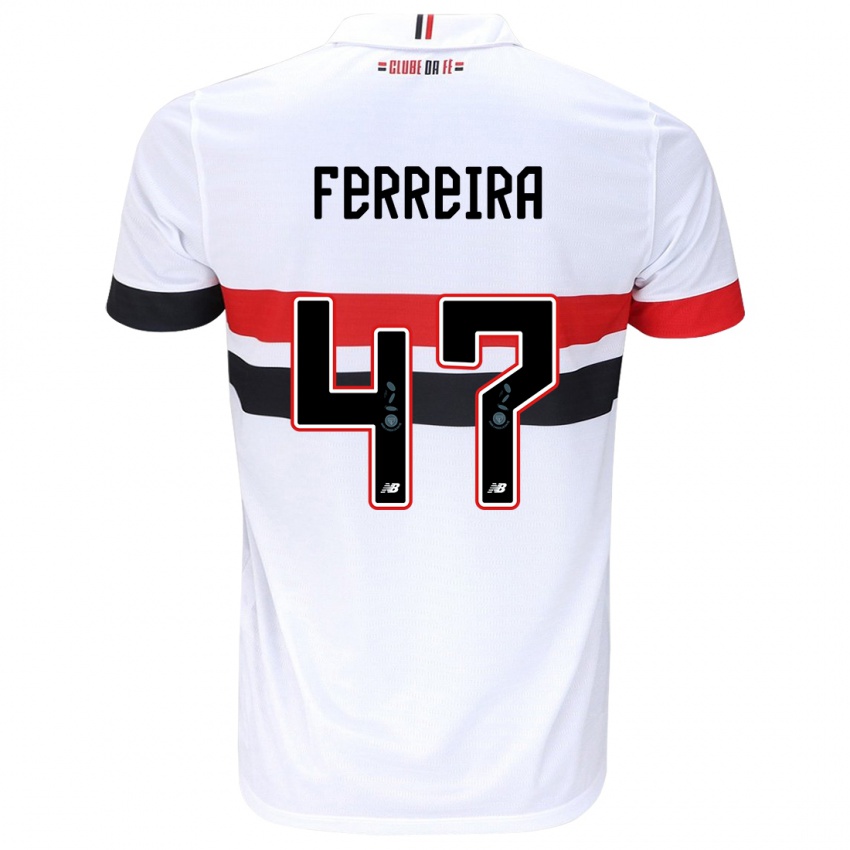 Criança Camisola Ferreira #47 Branco Vermelho Preto Principal 2024/25 Camisa