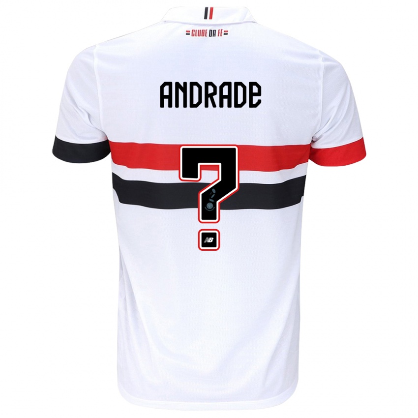 Criança Camisola Pedro Andrade #0 Branco Vermelho Preto Principal 2024/25 Camisa