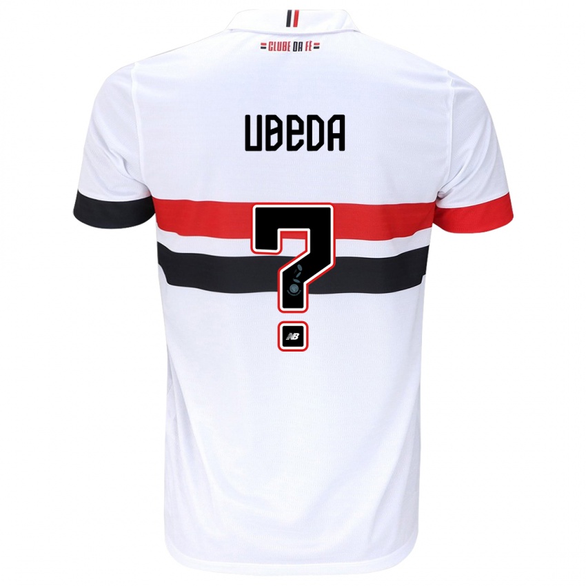 Criança Camisola Felipe Ubeda #0 Branco Vermelho Preto Principal 2024/25 Camisa