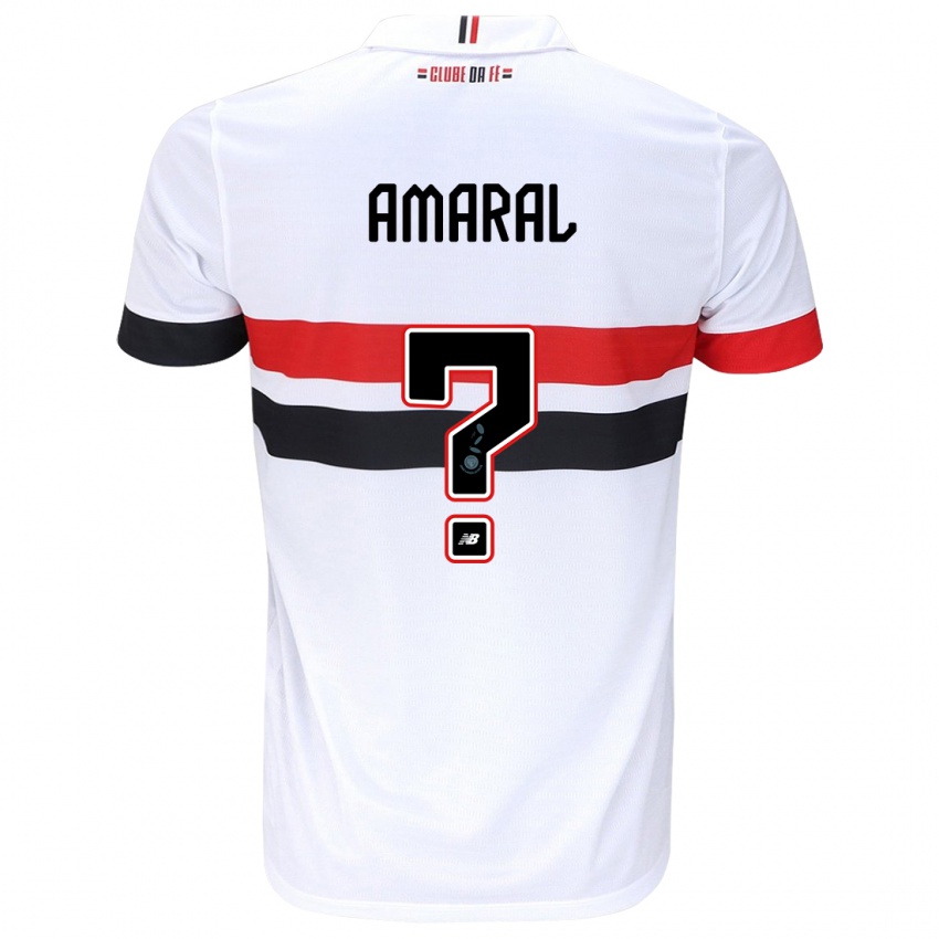 Criança Camisola Mateus Amaral #0 Branco Vermelho Preto Principal 2024/25 Camisa