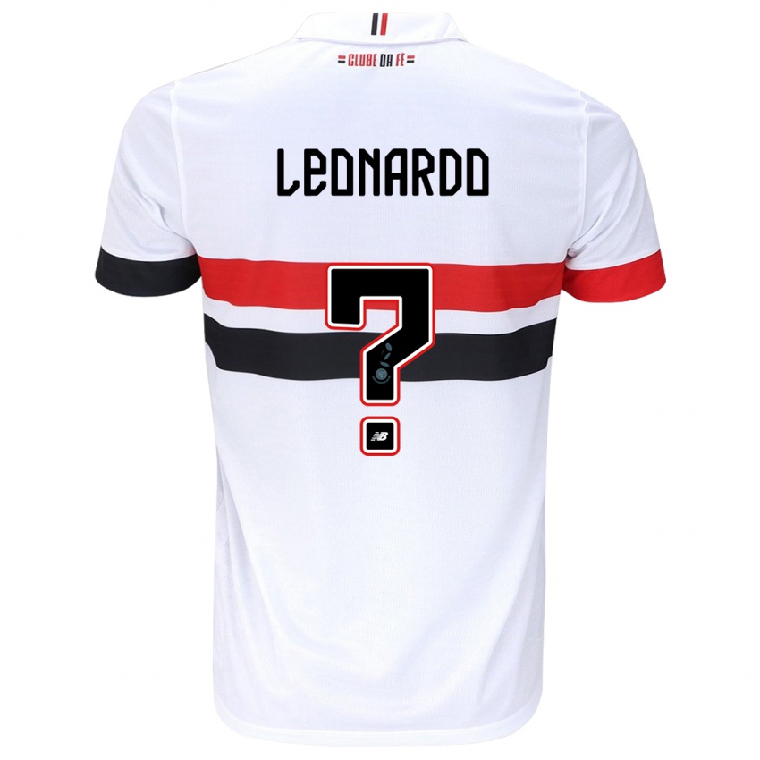 Criança Camisola Hugo Leonardo #0 Branco Vermelho Preto Principal 2024/25 Camisa