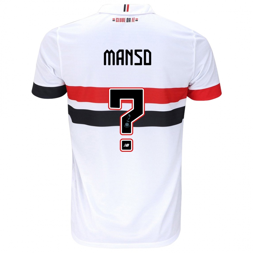 Criança Camisola Mateus Manso #0 Branco Vermelho Preto Principal 2024/25 Camisa