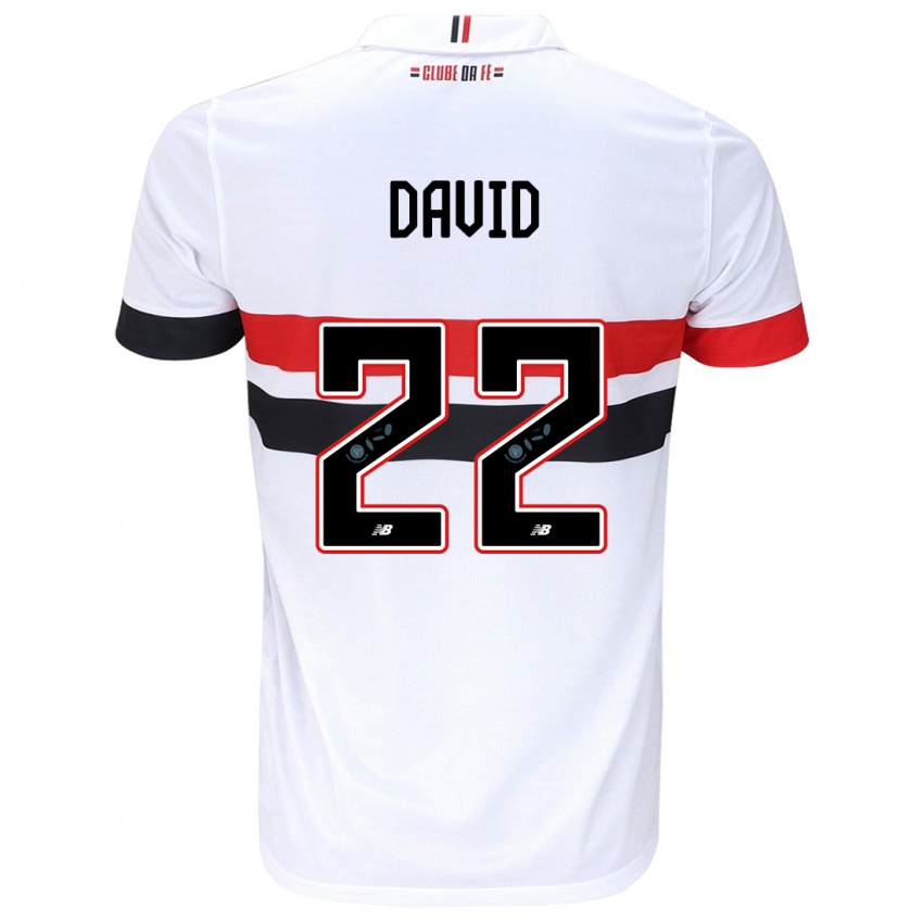 Criança Camisola David #22 Branco Vermelho Preto Principal 2024/25 Camisa