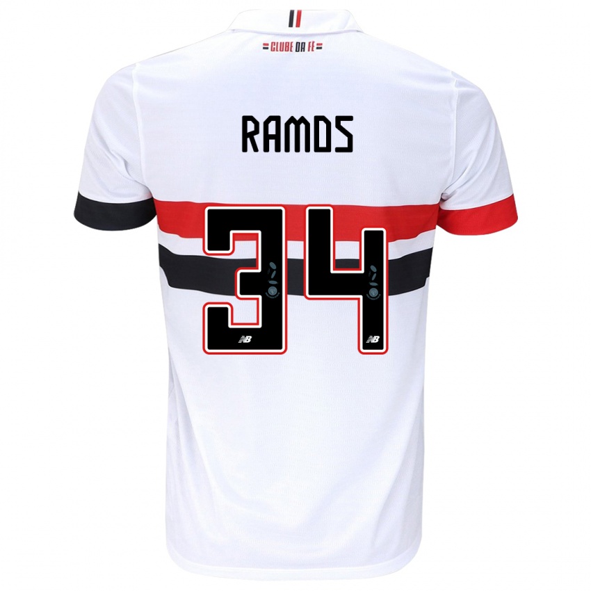 Criança Camisola Raí Ramos #34 Branco Vermelho Preto Principal 2024/25 Camisa