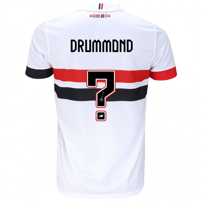 Criança Camisola Lucca Drummond #0 Branco Vermelho Preto Principal 2024/25 Camisa