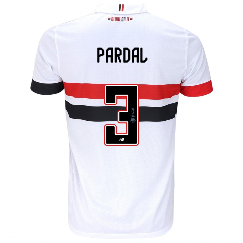 Criança Camisola Pardal #3 Branco Vermelho Preto Principal 2024/25 Camisa