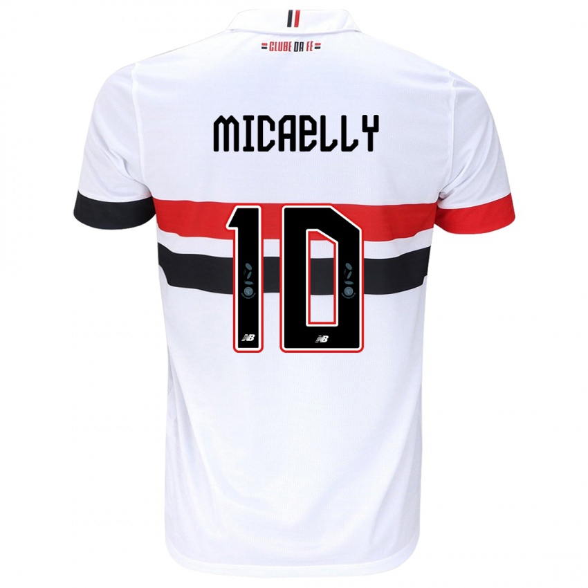 Criança Camisola Micaelly #10 Branco Vermelho Preto Principal 2024/25 Camisa