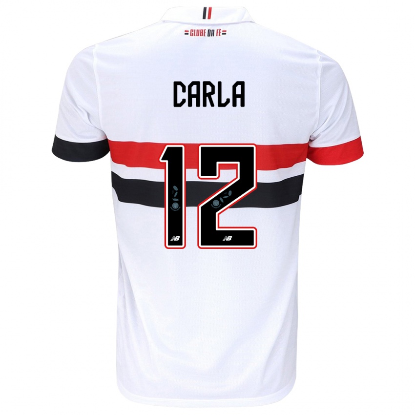 Criança Camisola Carla Maria Da Silva #12 Branco Vermelho Preto Principal 2024/25 Camisa