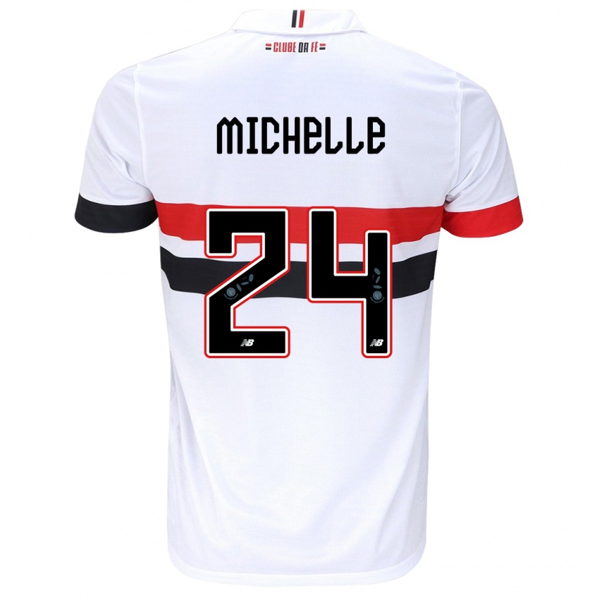 Criança Camisola Michelle #24 Branco Vermelho Preto Principal 2024/25 Camisa