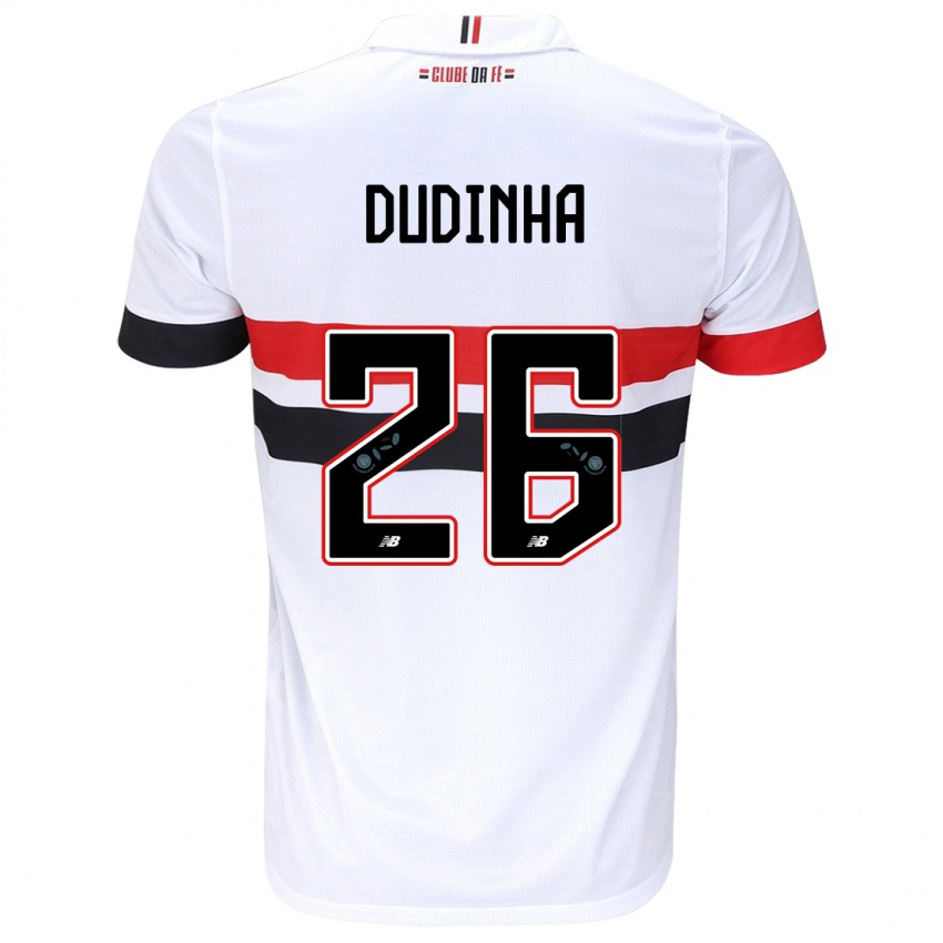 Criança Camisola Dudinha #26 Branco Vermelho Preto Principal 2024/25 Camisa