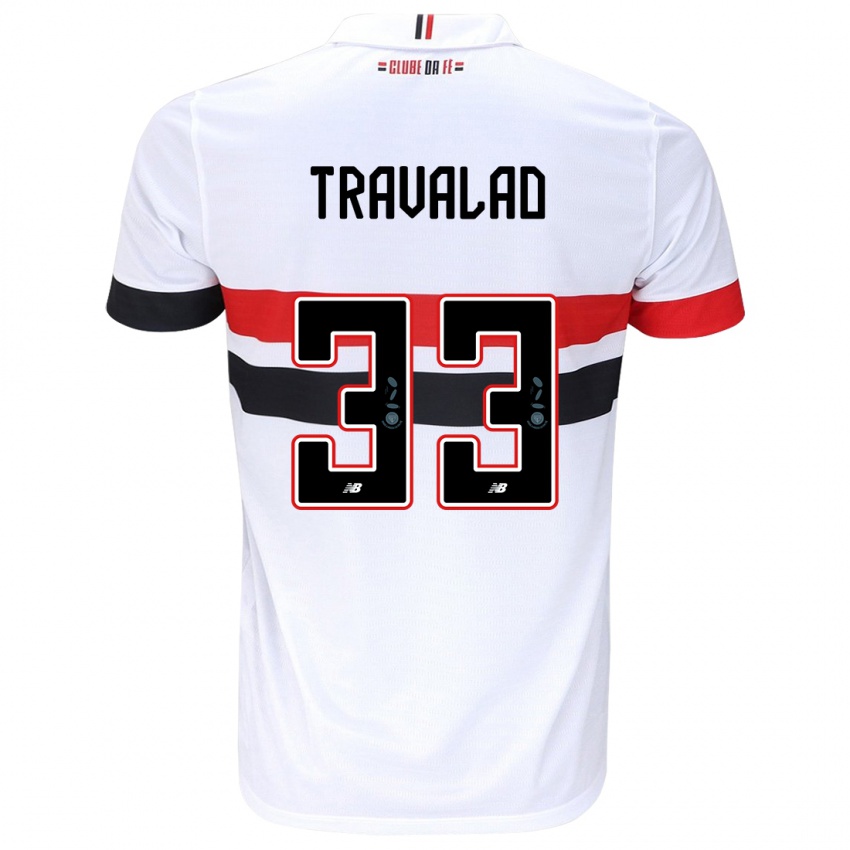 Criança Camisola Rafa Travalão #33 Branco Vermelho Preto Principal 2024/25 Camisa