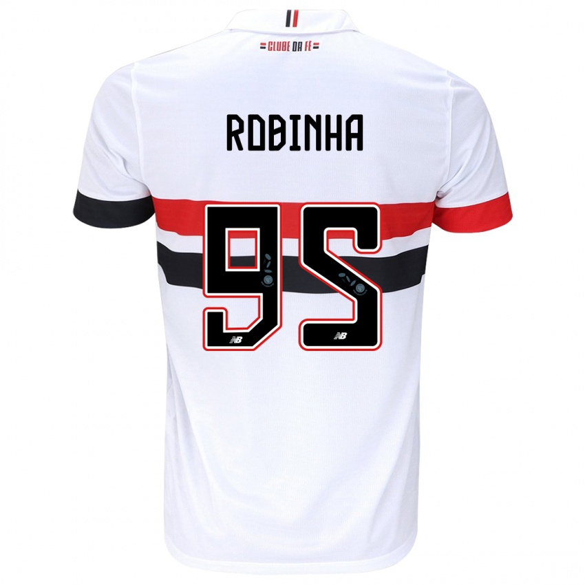 Criança Camisola Robinha #95 Branco Vermelho Preto Principal 2024/25 Camisa