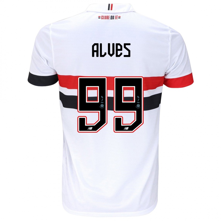 Criança Camisola Letícia Alves #99 Branco Vermelho Preto Principal 2024/25 Camisa