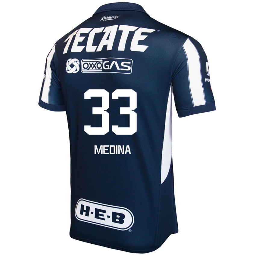 Criança Camisola Stefan Medina #33 Azul Vermelho Branco Principal 2024/25 Camisa