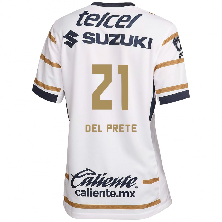 Criança Camisola Gustavo Del Prete #21 Obsidiana Branca Principal 2024/25 Camisa