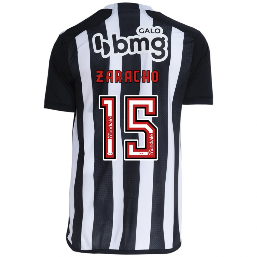 Criança Camisola Matías Zaracho #15 Branco Preto Principal 2024/25 Camisa