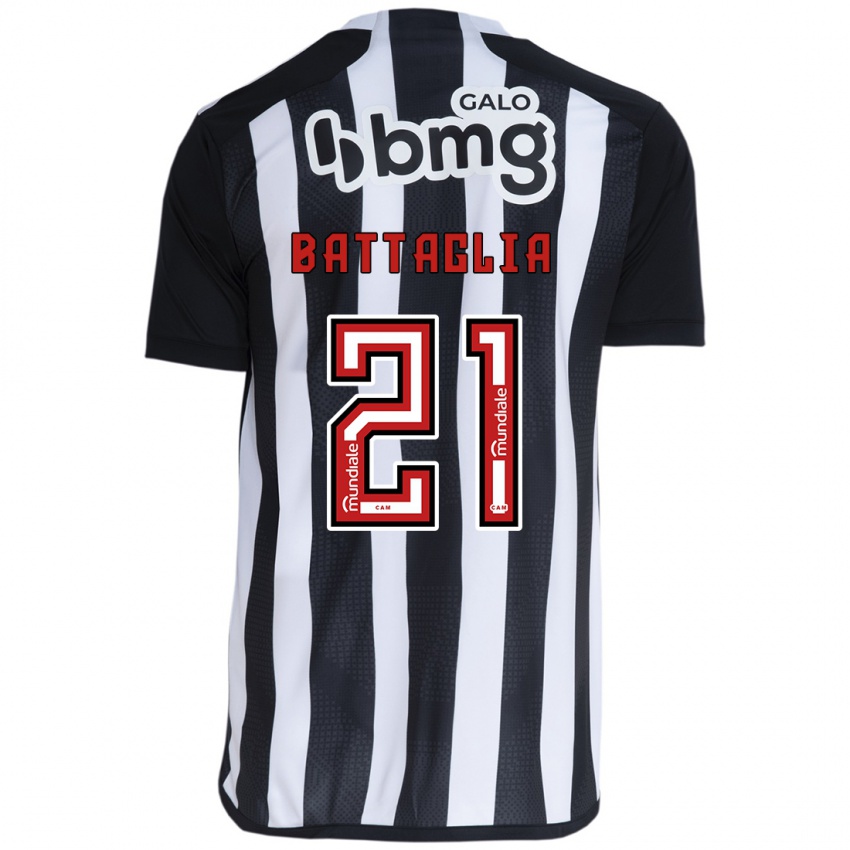 Criança Camisola Rodrigo Battaglia #21 Branco Preto Principal 2024/25 Camisa