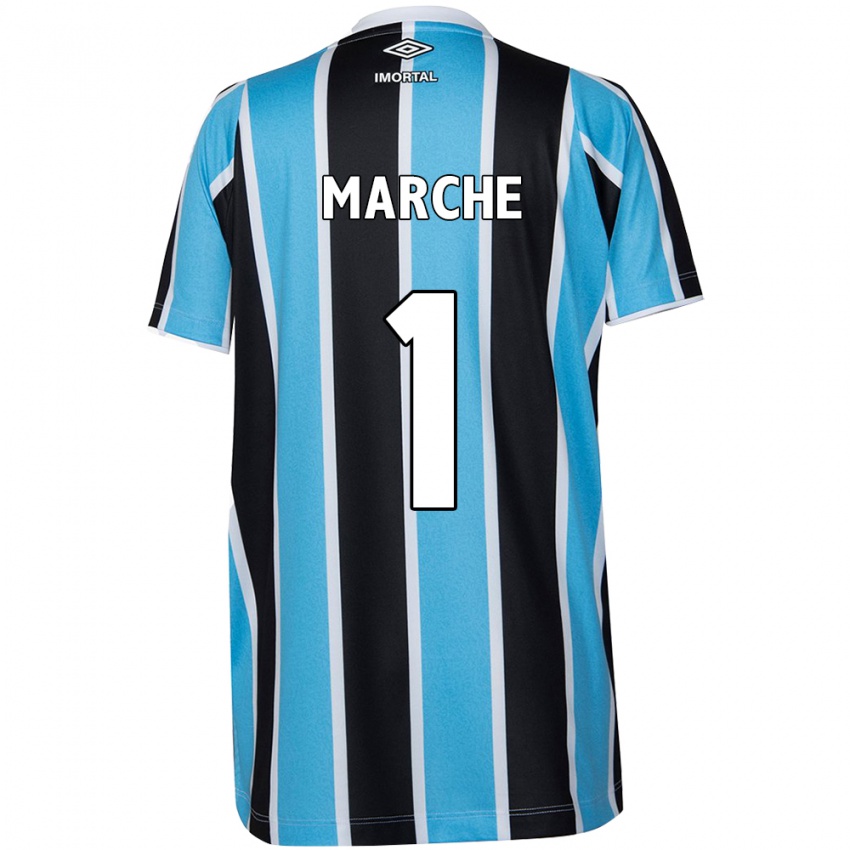 Criança Camisola Agustin Marchesin #1 Azul Preto Branco Principal 2024/25 Camisa