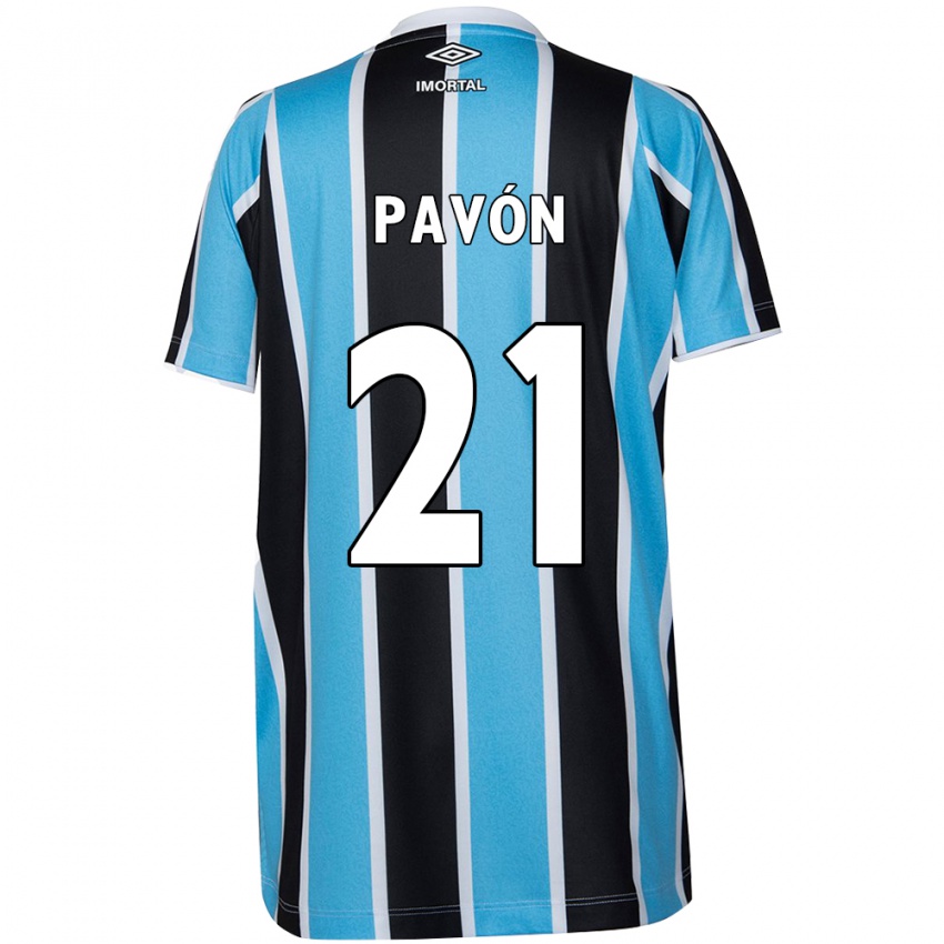 Criança Camisola Cristian Pavon #21 Azul Preto Branco Principal 2024/25 Camisa